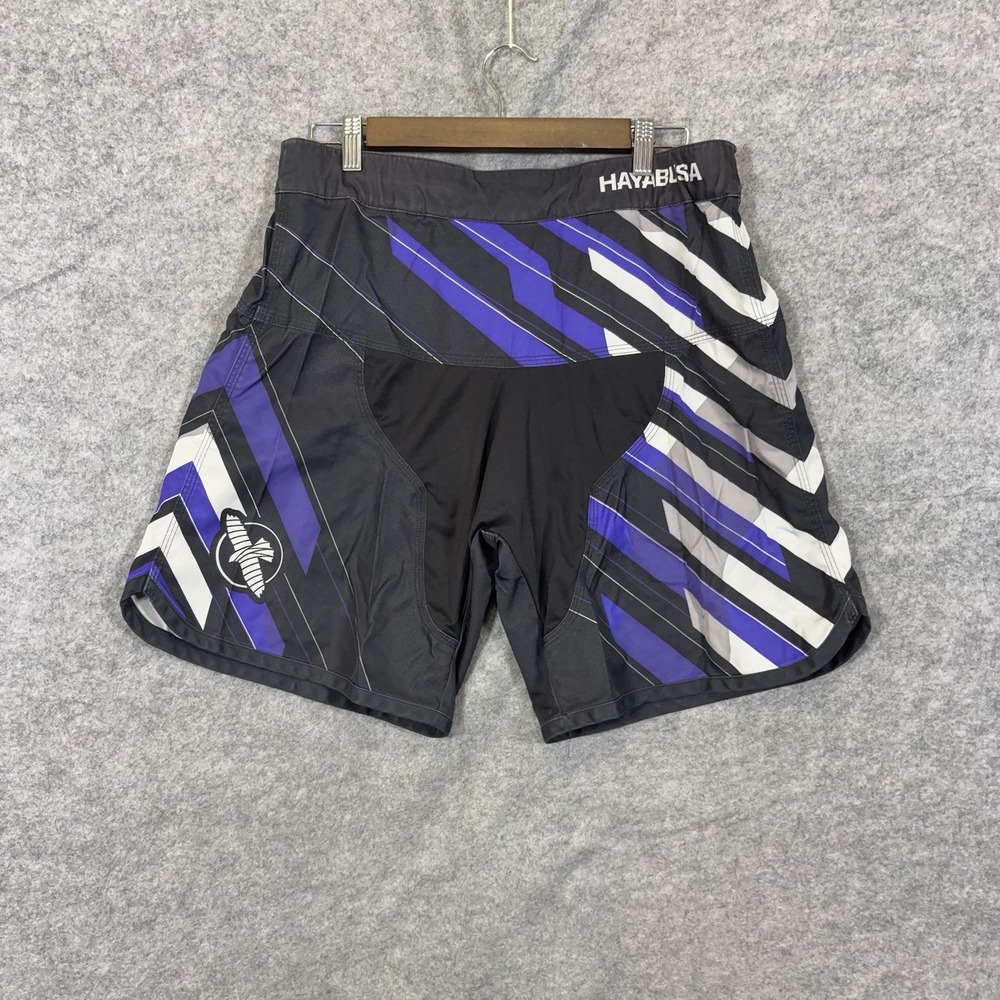 Hayabusa Fight Shorts Mens 34 Black Purple MMA Mixed Martial Arts